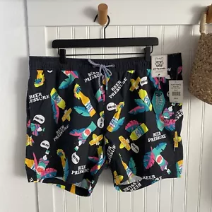 Party Pants Men’s Swim Trunks Shorts Beer Pressure 2XL Black w/ Beer Opener NEW - Picture 1 of 12