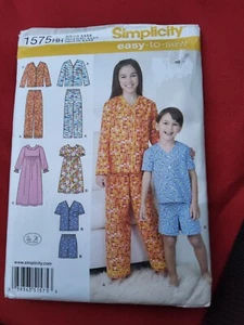 Simplicity 1575 Pyjama Nachtwäsche Kinder Mädchen & Jungen Loungewear Schnittmuster - Bild 1 von 3