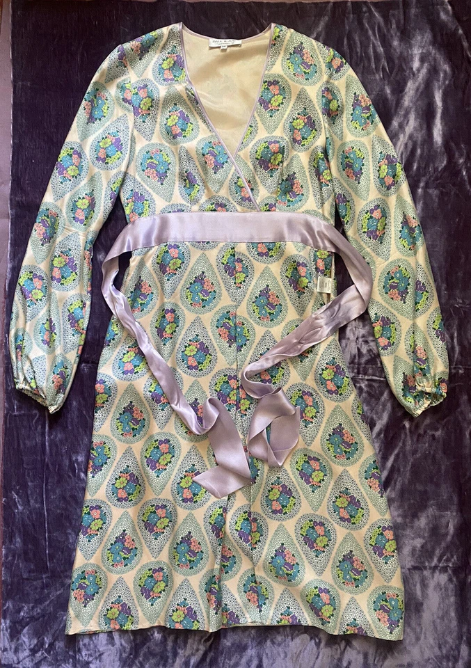 Vestido Paul & Joe Seda Paisley Rosa Verde Cinturón Talla 38 EE. UU. 4-6 Floral Francia Foto 1 de 4