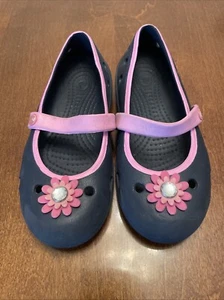 Crocs Keeley Multicolor Petal Floral Charm Mary Jane Flats Shoes Girl Slip On 12 - Picture 1 of 5