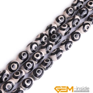 Natural Tibetan Dzi Agate Stone Rice Oval Brown Jewelry Making Beads 15" 10x14mm - Picture 1 of 32