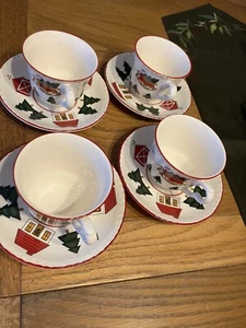 Set of 4 Mason's Christmas Village Cup Saucer Sets England 1983 - Picture 1 of 6
