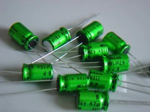 12 pcs 47uF 16V ES-BP COD H1729 Nichicon AUDIO Capacitor bi-polar grün NEU - Bild 1 von 1