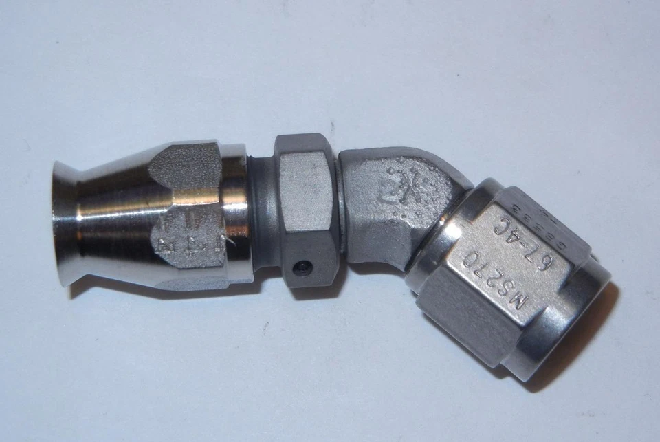 Aeroquip Wiederverwendbar Passform 45 Grad -4 An Ptfe Schlauch bis Edelstahl - Bild 1 von 1