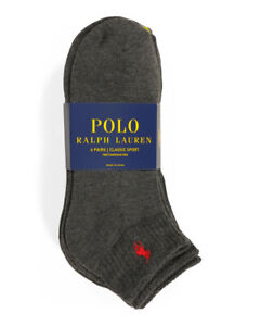 Polo Ralph Lauren 6 Pair Pack Classic Sport Cushioned Sole Quarter Crew Socks 