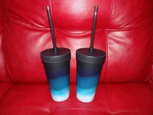 NUOVO set di 2 bicchieri in silicone Silipint 22 oz infrangibili riutilizzabili blu nero - Foto 1 di 5