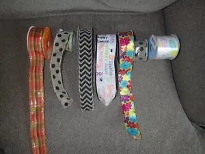 Mixed Lot of 7 Ribbon Rolls 5 Are Wired for Crafts- READ - Picture 1 of 5
