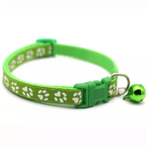 Patas seguras con estampado de patas gato/perro con hebilla de seguridad y cuello de campana, verde lima - Imagen 1 de 8