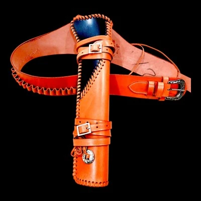 Brown ROSSI RANCH hand leather scabbard holster, leg holster for shot gun USA - Image 1 of 4