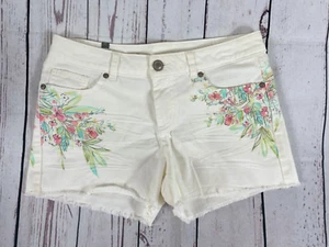 Neu mit Etikett LC Lauren Conrad Jeansshorts elfenbeinfarben mit Blumenmuster abgeschnitten 10 - Bild 1 von 4
