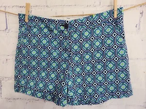 Crown & Ivy Multicolor Geometric Shorts Size 10 Cotton Twill 4 Pocket Zipper - Picture 1 of 9