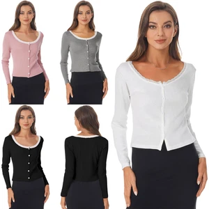 Womens Outerwear Casual Sweater Round Neck Tops Neckline Shrugs Holiday Knitted - Picture 1 of 57