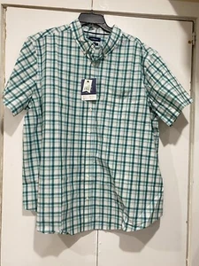 Croft Barrow Shirt Men’s 2XB Green Plaid Button Up Short Sleeves Woven Easy Care - Picture 1 of 9