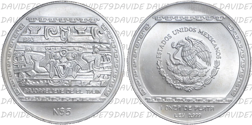 MESSICO MEXICO  1993 - 1 ONZA ONCIA ARGENTO - BASSORILIEVO DE EL TAJN FDC - Immagine 1 di 1