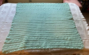 37.5”x35” Handmade Light Blue Crocheted Baby Blanket - Picture 1 of 9