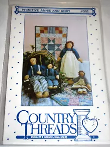 Country Threads Primitive Annie and Andy 302 Doll Patterns Brand New - Picture 1 of 2