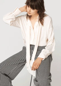 By Malene Birger Simmy Cream Long Sleeve Long Blouse with Tie Size 6 NWT - Picture 1 of 10