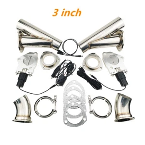 3" Dual Electric Exhaust Cut back Kit Y Pipe shut-off Control Valve w/ Switch - Picture 1 of 15