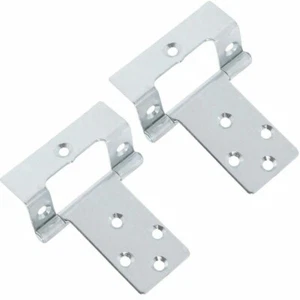LARGE CRANKED 50mm SILVER FLUSH HINGES Wood Cupboard Door Hang Boat Caravan - Picture 1 of 4