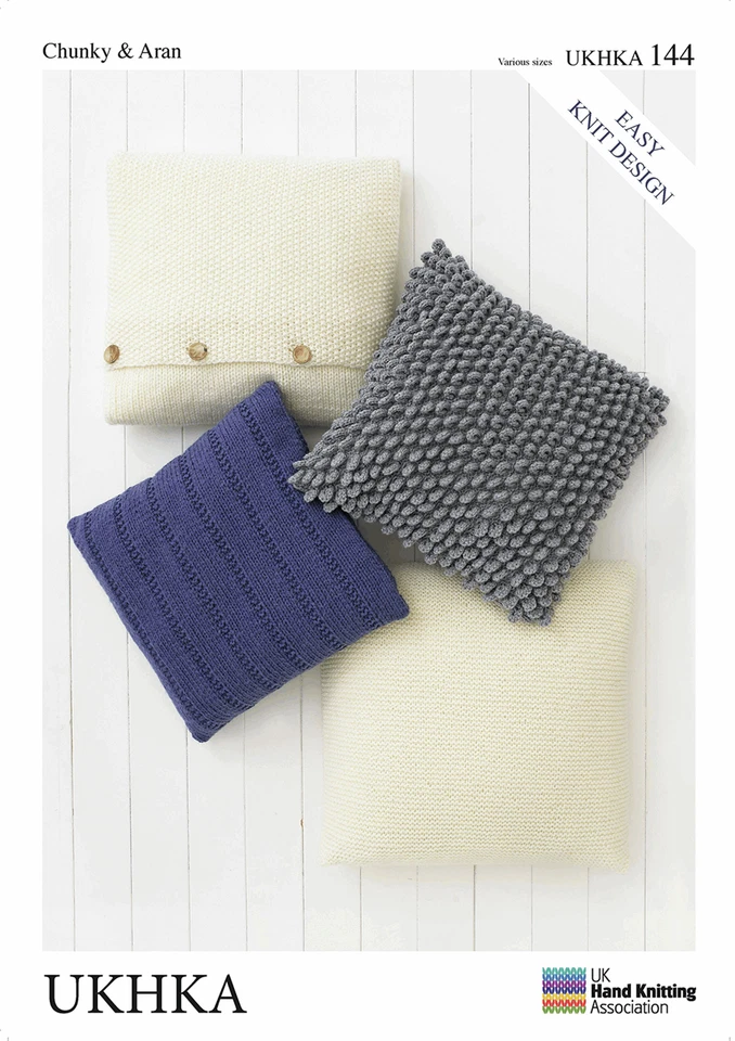 VAT Easy Knitting Pattern Only Aran Chunky Four Cushion Covers Ukhka144