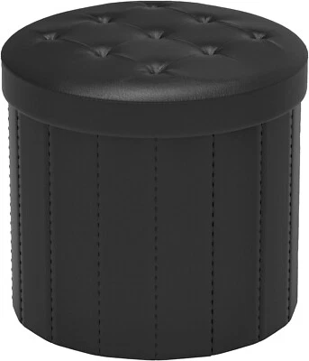 Otomana de almacenamiento plegable redonda 15 pulgadas, taburete de pie con asiento acolchado de espuma más gruesa Foto 1 de 4