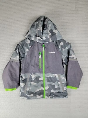 Chaqueta cortavientos London Fog con capucha 7 años niños camuflaje reflectante Foto 1 de 4