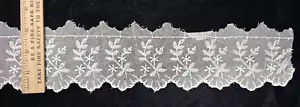 Rete da ricamo inglese vintage/antica, beige, cotone, foglie pizzo, 4 iarde - Foto 1 di 3