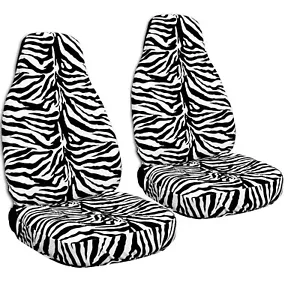 NEW HIgh Back Black & White Zebra Print Seat Covers for Bucket Seats (2pc) - Picture 1 of 2