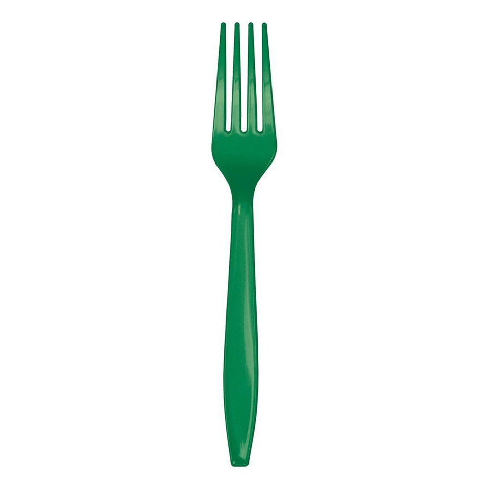 Creative converting Premium 24 Count Plastic forks  Emerald Green heavy duty - Image 1 of 1