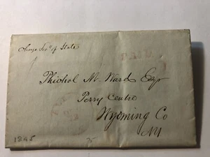 BRIEFMARKENLOSER BRIEF VON 1845 AUS NEW YORK STAATSMINISTER - Bild 1 von 2