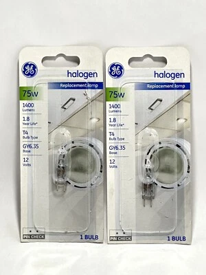 GE 75 Watt 1400 Lumens T4 Bulb Type GY6.35 12 V 19377 Lot Of 2 - Image 1 of 3