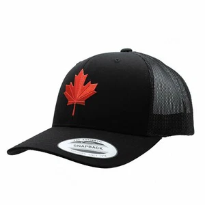Canadian Maple Trucker Snapback - Black(Metallic Red) - Picture 1 of 7