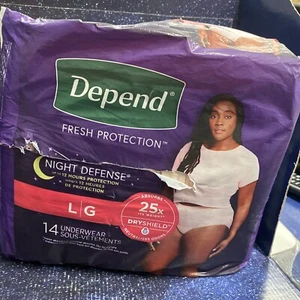 Depend Night Defense Woman's Incontinence Underwear Large 14 Ct - Damaged - Picture 1 of 4