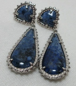 KENDRA SCOTT OHRRINGE SILBERFARBEN BLAUER STEIN BAUMELN #8 - Bild 1 von 7