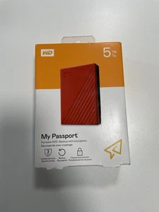 WD My Passport 5TB 2.5” Portable External HDD Red - Afbeelding 1 van 2