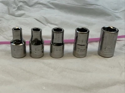 Craftsman 5pc 1/4 Drive 6pt Metric Sockets, 4-7mm, 9mm, S-AD Series, China - Image 1 of 4