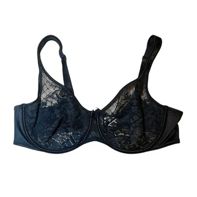 Empreinte Bra Melody Lace Underwire Sheer Floral Black 34D Style 0786 France - Image 1 of 4