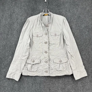 Eddie Bauer Light Gray Linen Button Up Jacket Women’s Large Lagenlook Casual - Picture 1 of 15