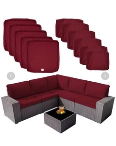 11er Pack Outdoor Sitz- und Rückenkissen Ersatzbezüge passend für 5-Sitzer 6Pi... - Bild 1 von 4