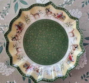 Villeroy & Boch TOY'S FANTASY grün gold rot große runde Schale Teller Weihnachtsschlitten - Bild 1 von 4