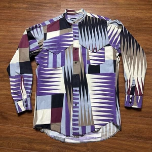 Vintage Wrangler Western Aztec Cowboy Cut Button Shirt 15-33 Band Pocket Tee USA - Picture 1 of 17