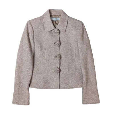 Blazer Tahari Arthur S Levine Tweed Flor Snap Up Beige Para Mujer Talla 6 Foto 1 de 4