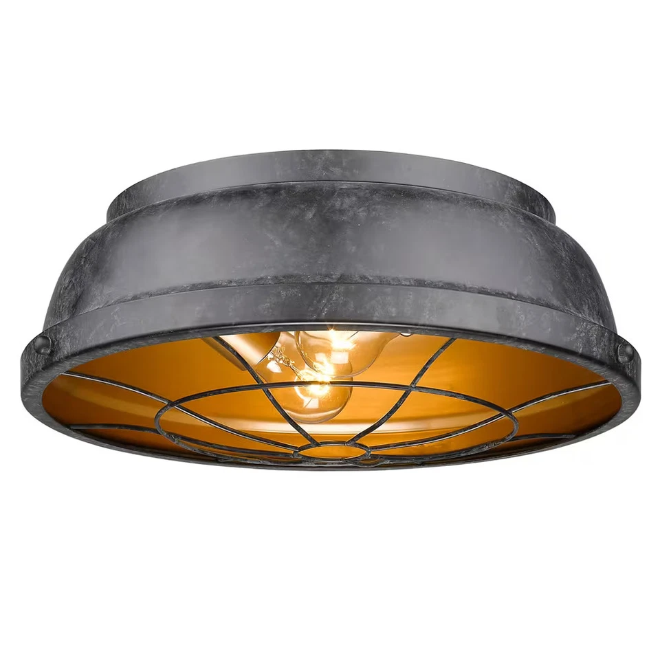 Golden Lighting 7312-FM BP Bartlett Flush Mount in Black Patina - Image 1 of 2