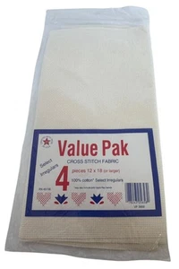 Value Pak Cross Stitch Fabric 4 Pieces 12 X 18 Inch Select Irregulars Off White - Picture 1 of 4
