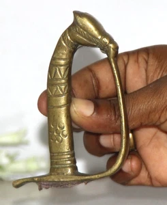 Antique Brass Sword Handle, HILT Horse Shape Engraved Hand Crafted Old Original - Picture 1 of 8