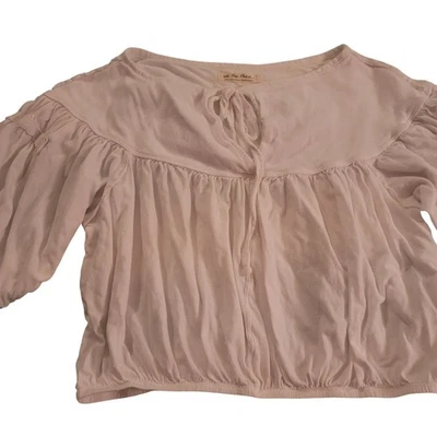 We The Free White Cotton Tie Neck Peasant Blouse Top Size Large - Image 1 of 4