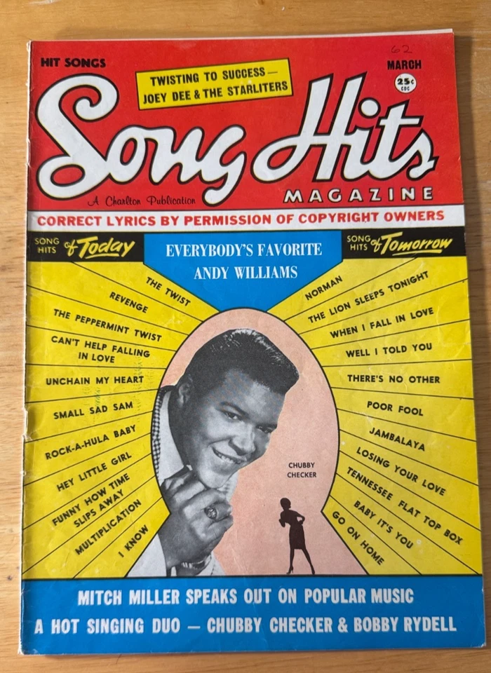 Song Hits Magazine March 1962 Chubby Checker Bobby Rydell Joey D Star-liters VG - Image 1 of 4