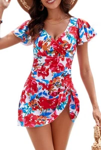 Women's One Piece Swimdress Swimsuits for Women Tummy Control Swim Dresses Sk... - Picture 1 of 6
