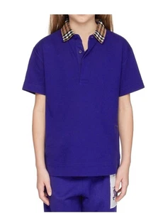 NWT BURBERRY Kids Blue Check Collar Polo Size 14Y Authentic - Picture 1 of 9