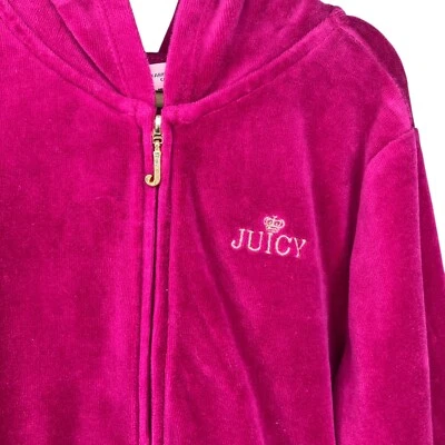 Juicy Couture Niñas Talla 8/10 Rosa Cremallera Completa Terciopelo Suave Sudadera con Capucha Suéter Chaqueta Foto 1 de 4